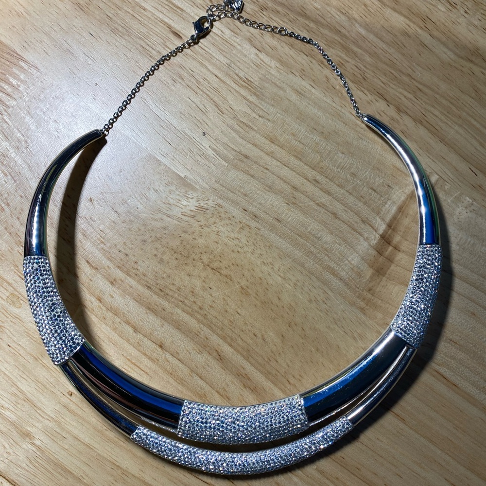 Swarovski pebble torque necklace